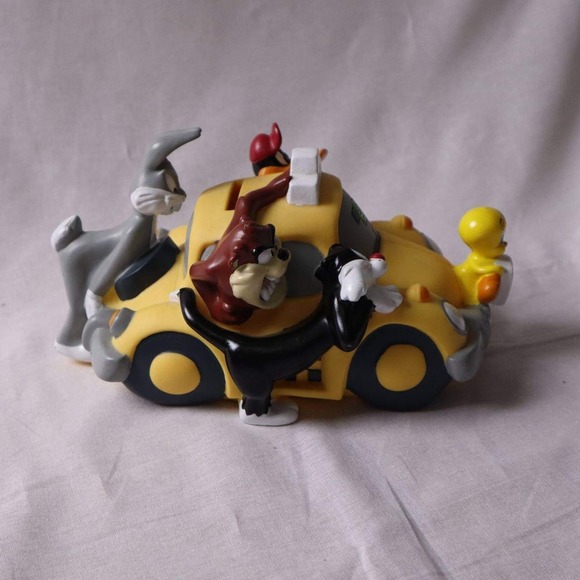 Vintage Looney Tunes Coin Bank Warner Bros Taxi Cab Tweety Bugs Daffy Taz Marvin - Picture 6 of 8